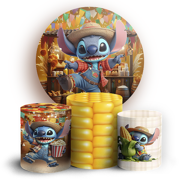 KIT Redondo e Trio - Lilo Stitch Festa Junina - Sublimado 3D