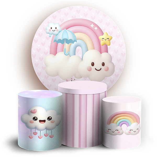 KIT Redondo e Trio - Chuva de Amor - Sublimado 3D