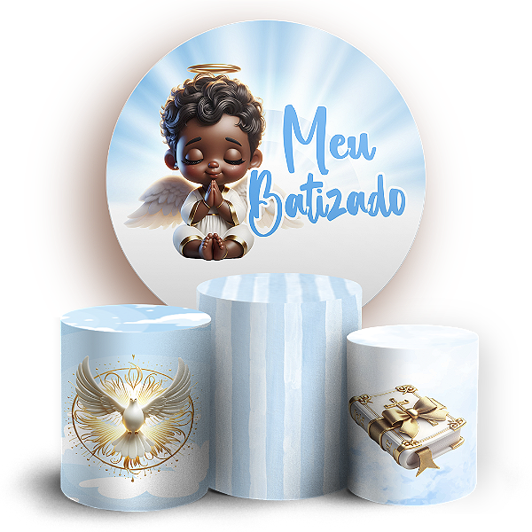 KIT Redondo e Trio - Anjos Batismo - Sublimado 3D
