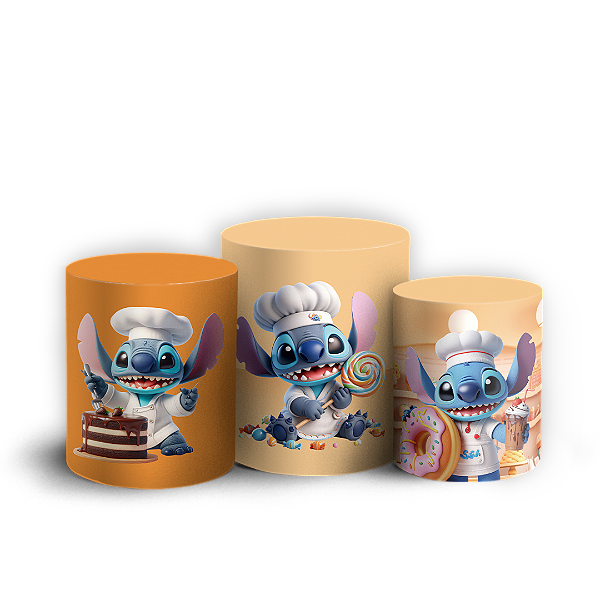 Trio Cilindro - Stitch Confeitaria - Sublimado 3D