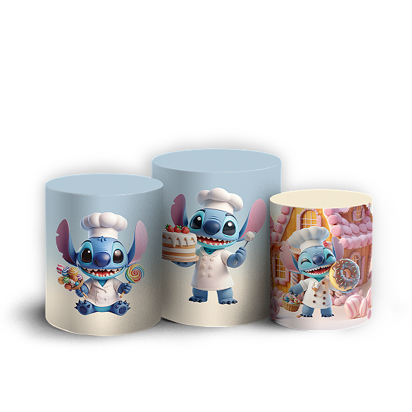 Trio Cilindro - Stitch Confeitaria - Sublimado 3D