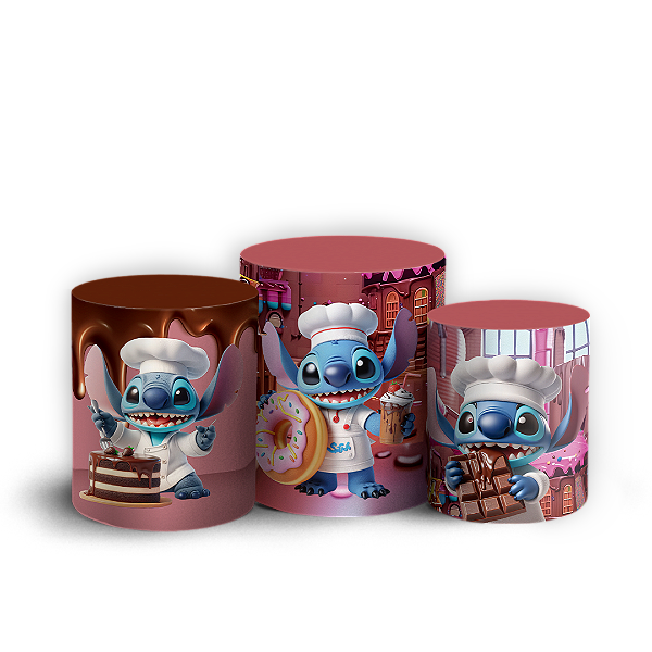 Trio Cilindro - Stitch Confeitaria - Sublimado 3D