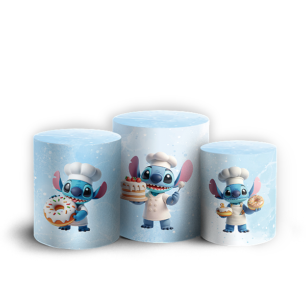 Trio Cilindro - Stitch Confeitaria - Sublimado 3D