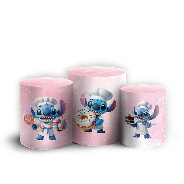 Trio Cilindro - Stitch Confeitaria - Sublimado 3D