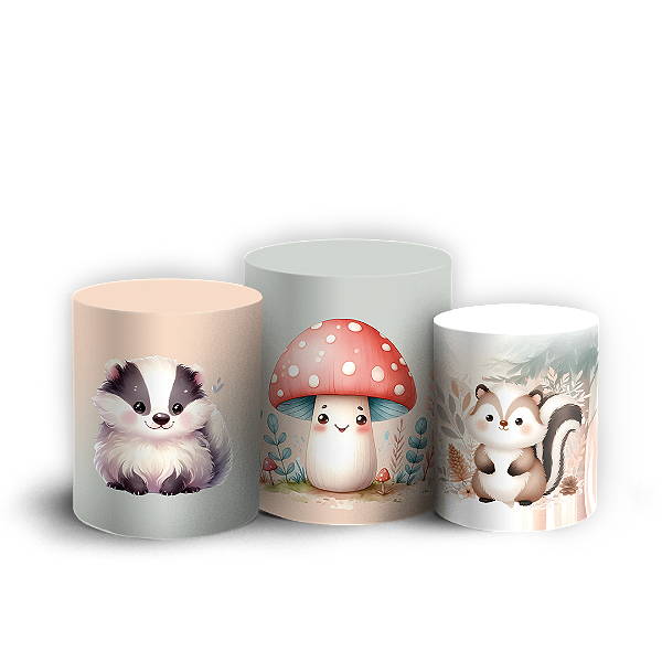 Trio Cilindro - Animais Bosque Encantado - Sublimado 3D