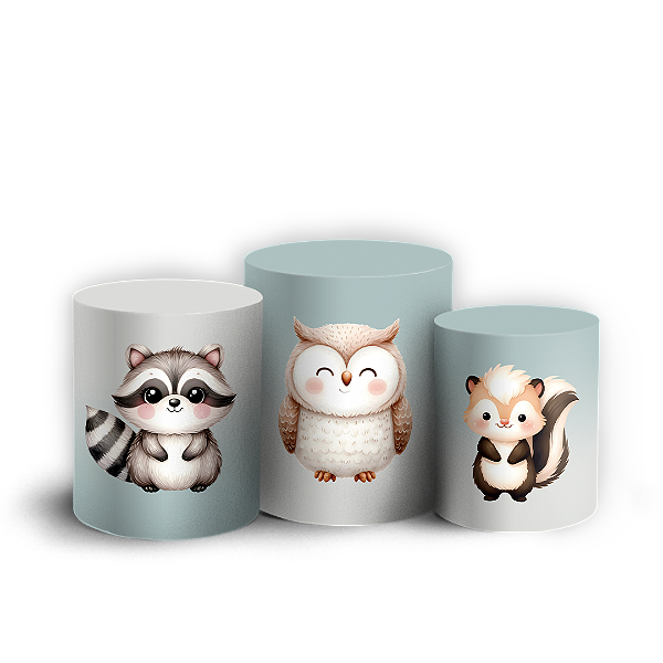Trio Cilindro - Animais Bosque Encantado - Sublimado 3D