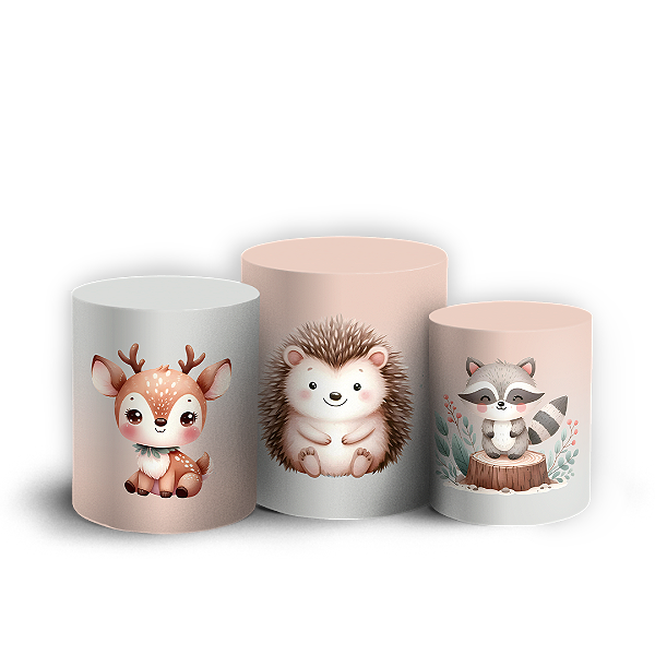 Trio Cilindro - Animais Bosque Encantado - Sublimado 3D
