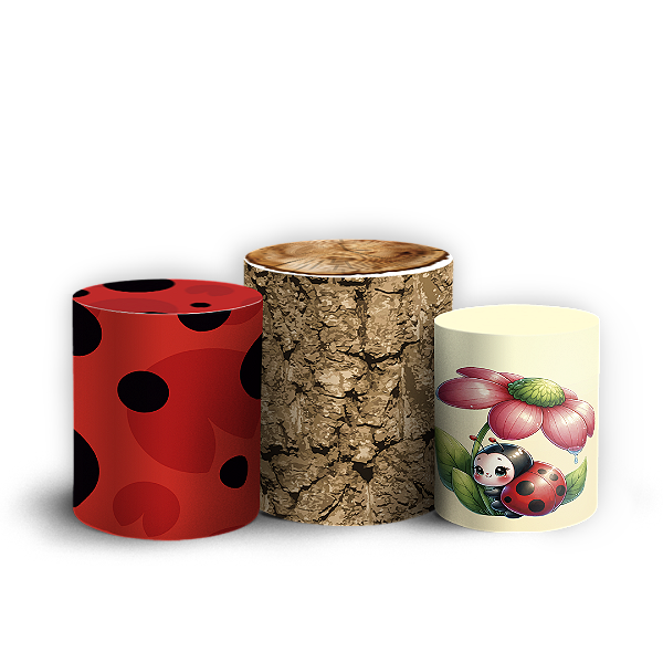 Trio Cilindro - Joaninha - Sublimado 3D