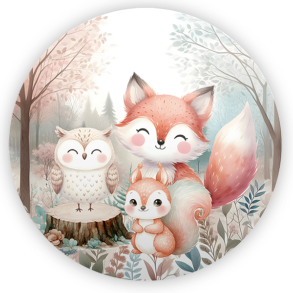 Painel Redondo - Animais Bosque Encantado - Sublimado 3D