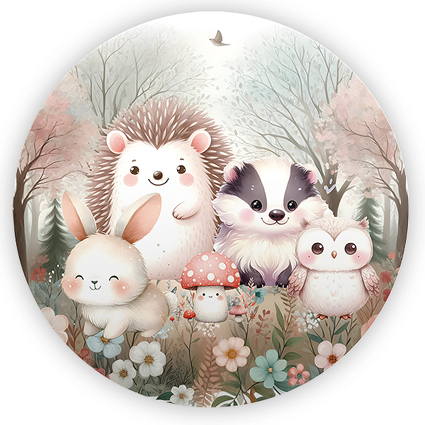 Painel Redondo - Animais Bosque Encantado - Sublimado 3D
