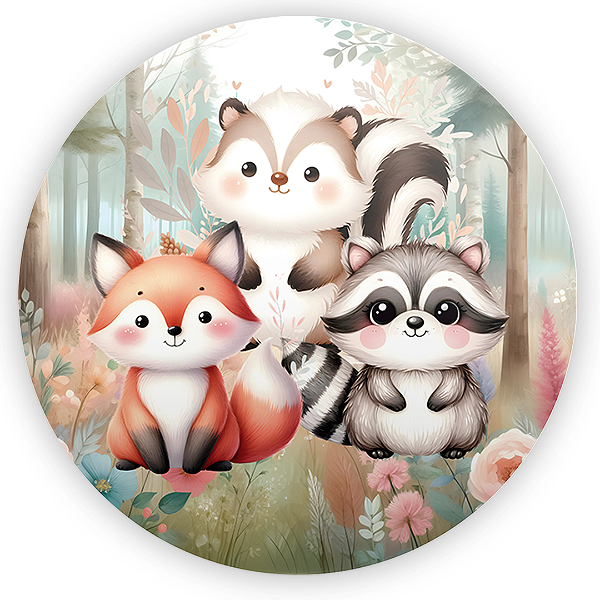Painel Redondo - Animais Bosque Encantado - Sublimado 3D