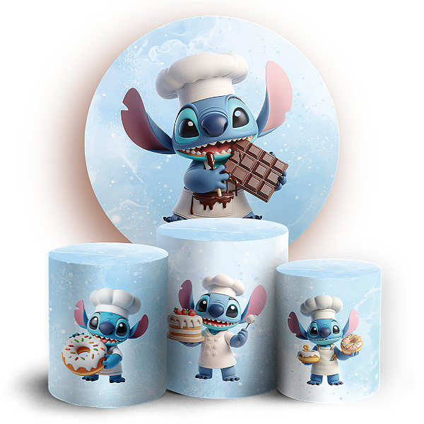 KIT Redondo e Trio - Stitch Confeitaria - Sublimado 3D