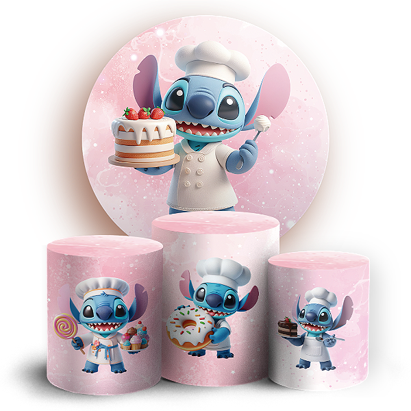 KIT Redondo e Trio - Stitch Confeitaria - Sublimado 3D