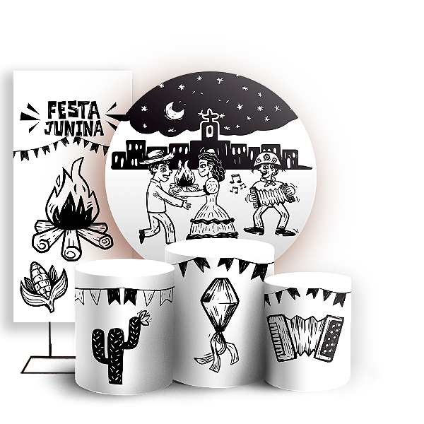 KIT Redondo Trio e Faixa - Festa Junina - Sublimado 3D