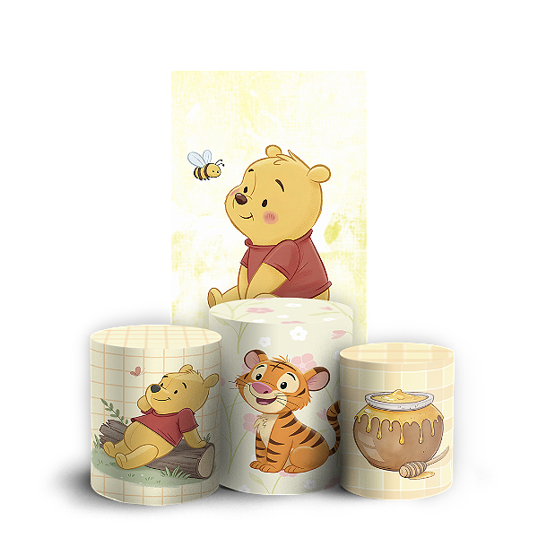 Faixa Lateral e Trio Cilindro Sublimado 3D Vest Facil - Ursinho Pooh