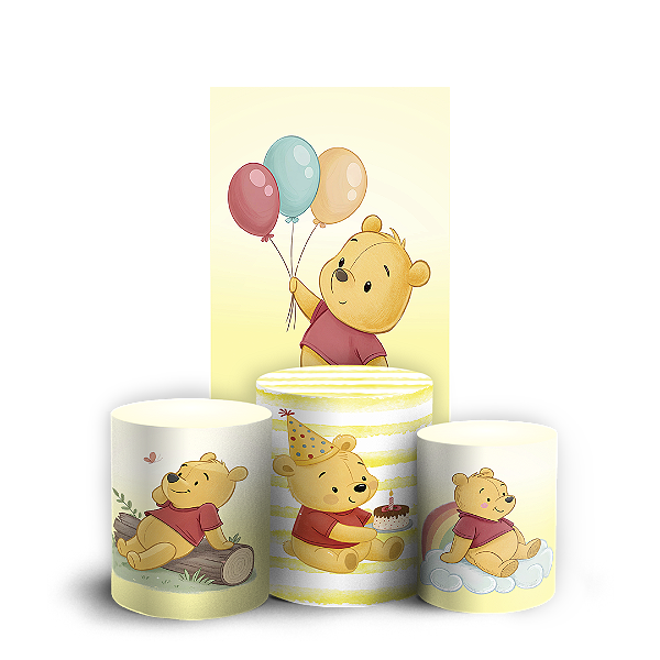 Faixa Lateral e Trio Cilindro Sublimado 3D Vest Facil - Ursinho Pooh