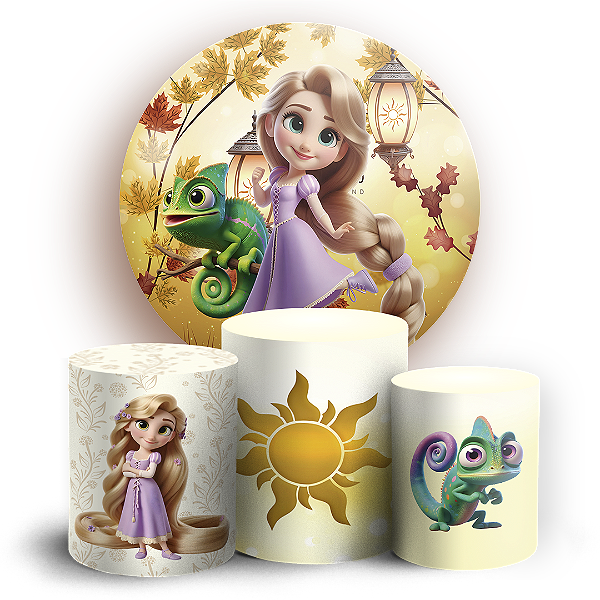 KIT Redondo e Trio - Rapunzel - Sublimado 3D