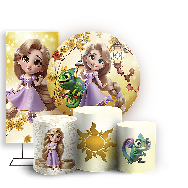 KIT Redondo Trio e Faixa - Rapunzel - Sublimado 3D