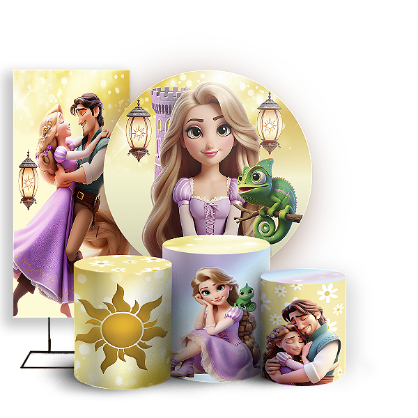 KIT Redondo Trio e Faixa - Rapunzel - Sublimado 3D