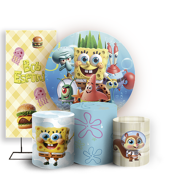 KIT Redondo Trio e Faixa - Bob Esponja - Sublimado 3D