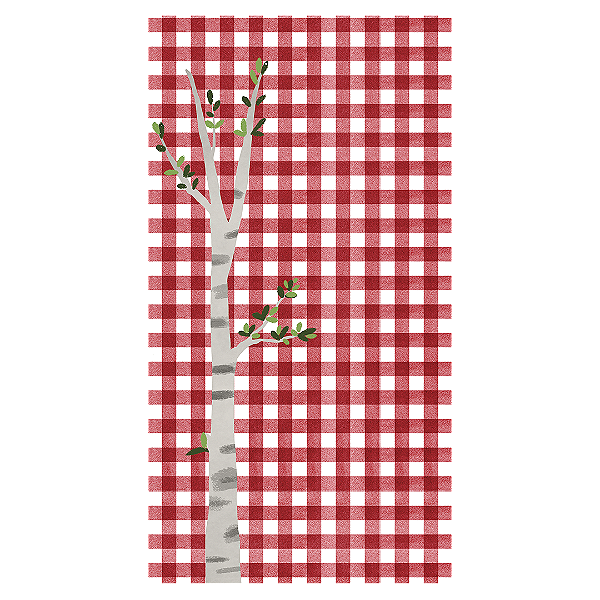 Faixa Lateral - Fundo Xadrez Arvore Chapeuzinho Vermelho - Sublimado 3D - By Cris Reis