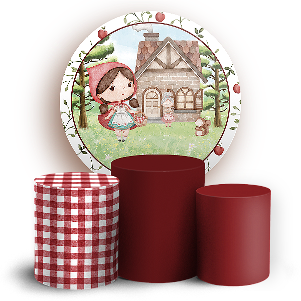 KIT Redondo e Trio - Chapeuzinho Vermelho - Sublimado 3D - By Cris Reis