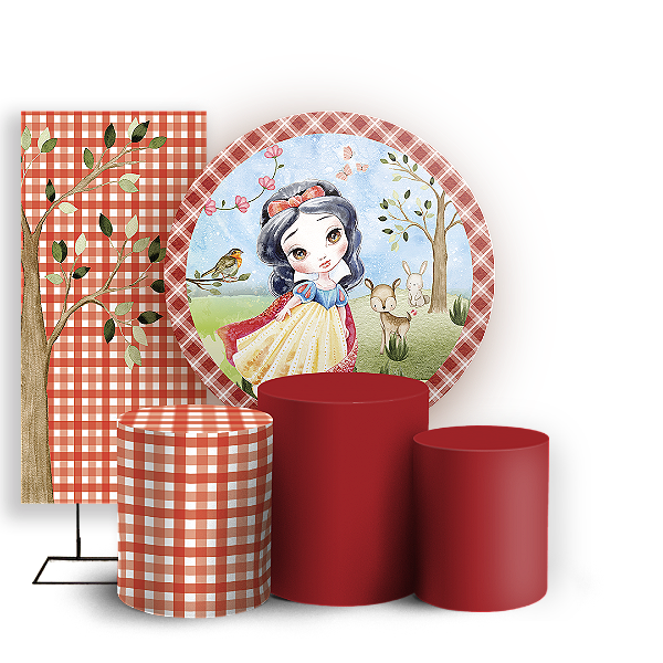 KIT Redondo Trio e Faixa - Branca de Neve - Sublimado 3D - By Cris Reis