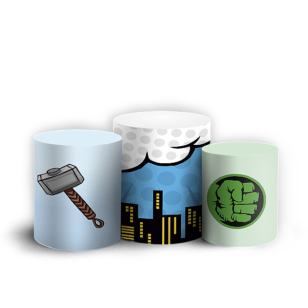 Trio Cilindro - Herois Vingadores - Sublimado 3D