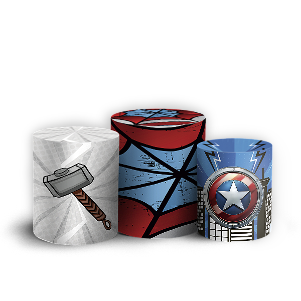 Trio Cilindro - Herois Vingadores - Sublimado 3D