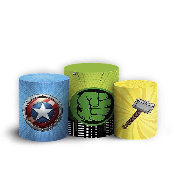 Trio Cilindro - Herois Vingadores - Sublimado 3D