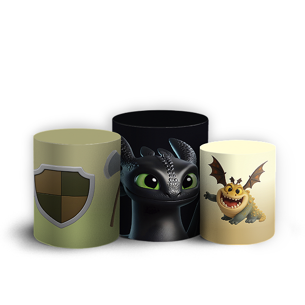 Trio Cilindro - Como Treinar Seu Dragão - Sublimado 3D