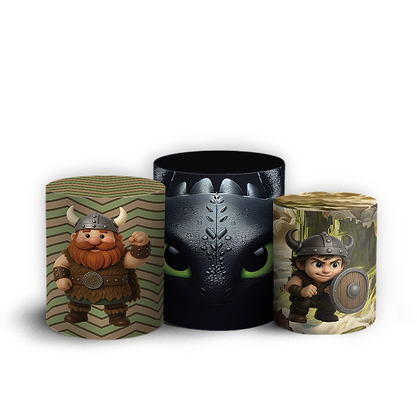 Trio Cilindro - Como Treinar Seu Dragão - Sublimado 3D