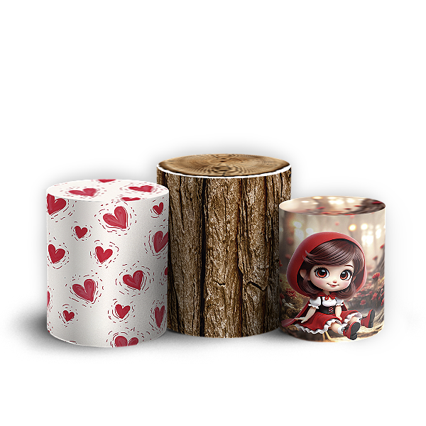 Trio Cilindro - Chapeuzinho Vermelho - Sublimado 3D