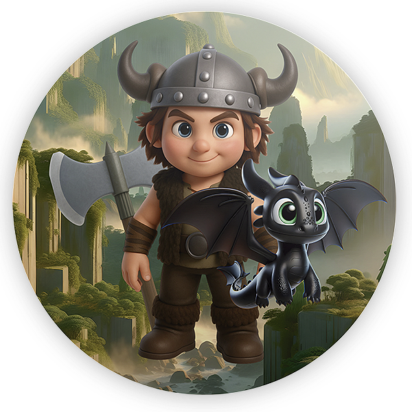 Painel Redondo - Como Treinar Seu Dragão - Sublimado 3D