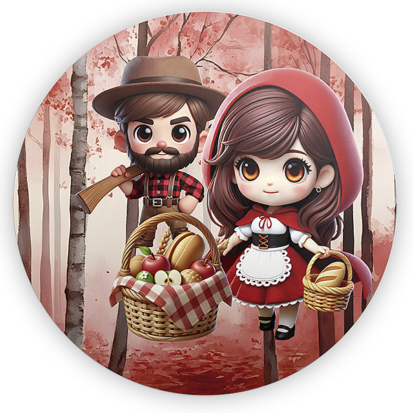 Painel Redondo - Chapeuzinho Vermelho - Sublimado 3D