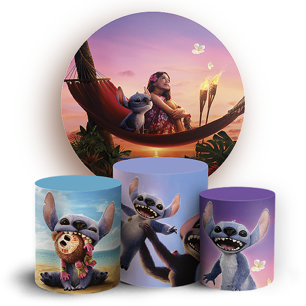 KIT Redondo e Trio - Lilo Stitch - Sublimado 3D