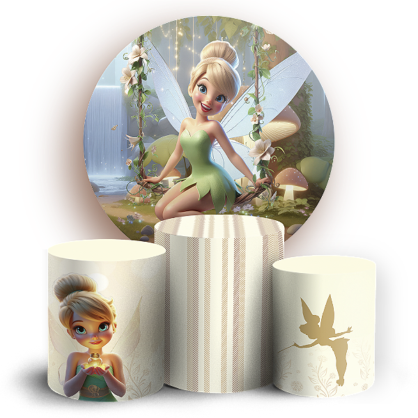 KIT Redondo e Trio - Sininho Tinkerbell - Sublimado 3D