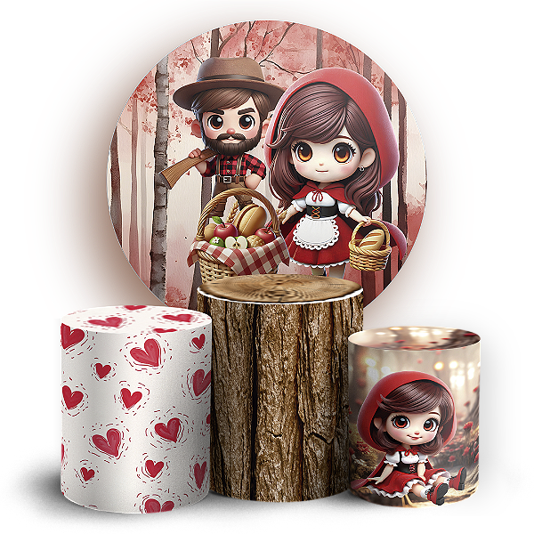 KIT Redondo e Trio - Chapeuzinho Vermelho - Sublimado 3D