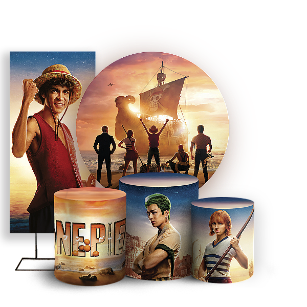 KIT Redondo Trio e Faixa - One Piece - Sublimado 3D