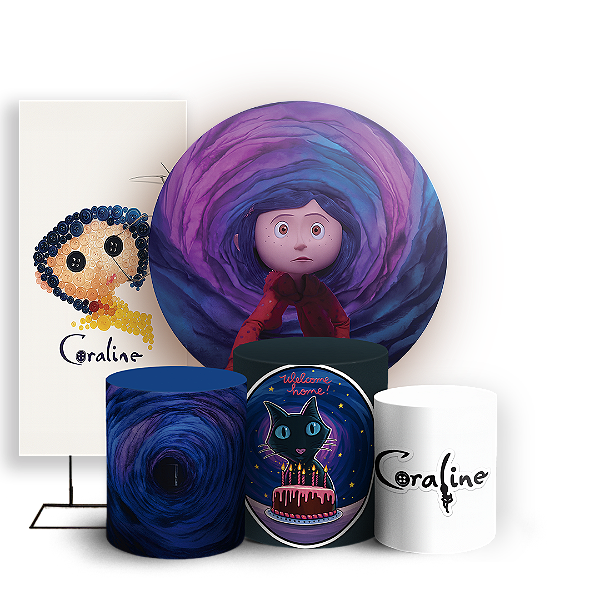 KIT Redondo Trio e Faixa - Coraline - Sublimado 3D