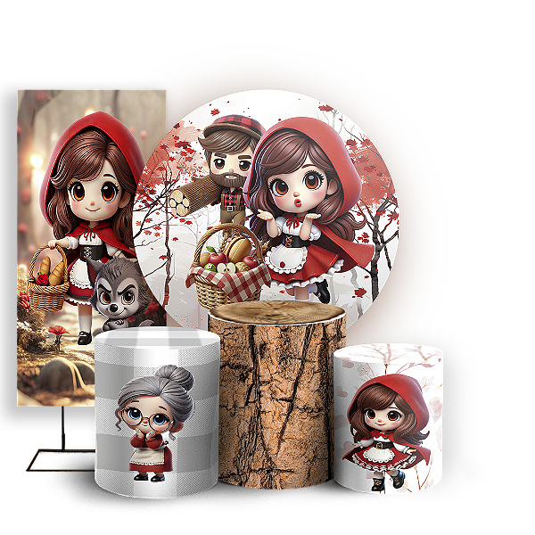 KIT Redondo Trio e Faixa - Chapeuzinho Vermelho - Sublimado 3D