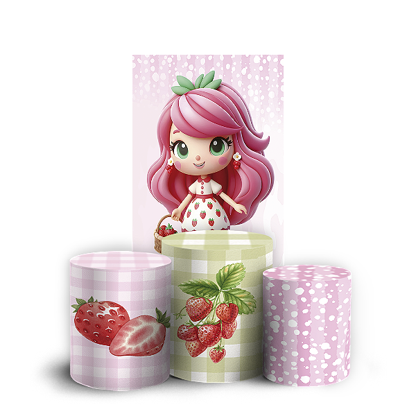 Faixa Lateral e Trio Cilindro Sublimado 3D Vest Facil - Moranguinho