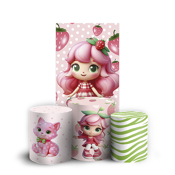 Faixa Lateral e Trio Cilindro Sublimado 3D Vest Facil - Moranguinho