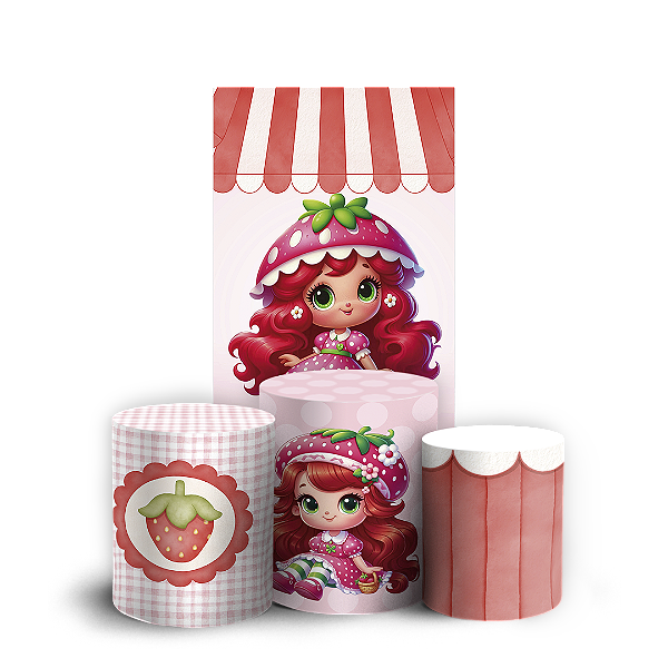 Faixa Lateral e Trio Cilindro Sublimado 3D Vest Facil - Moranguinho