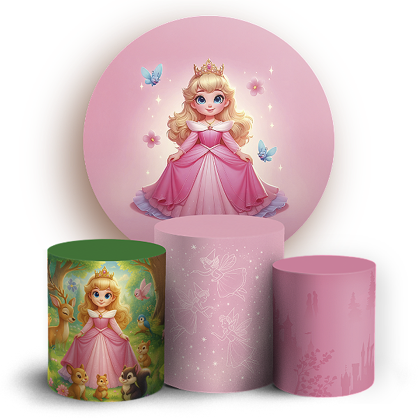 KIT Redondo e Trio - Princesa Aurora Bela Adormecida - Sublimado 3D