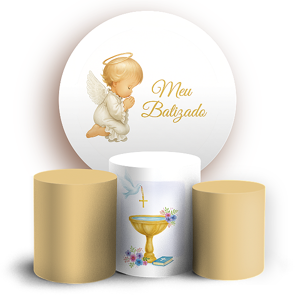 KIT Redondo e Trio - Anjo Batizado - Sublimado 3D
