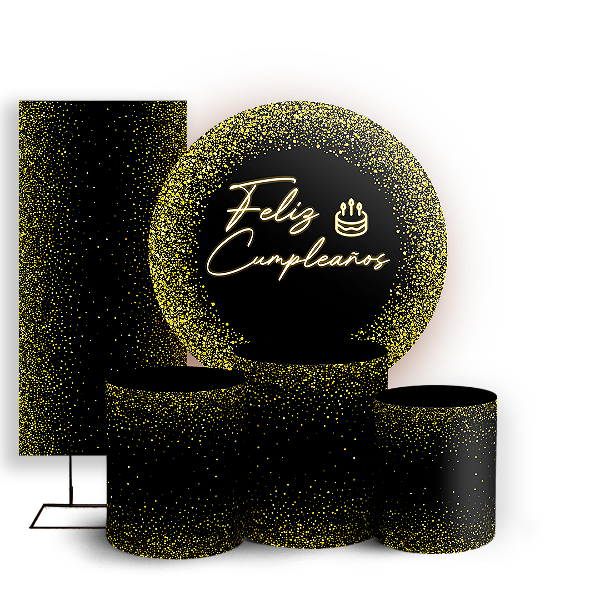 KIT Redondo Trio e Faixa - Feliz Cumpleaños ES - Sublimado 3D