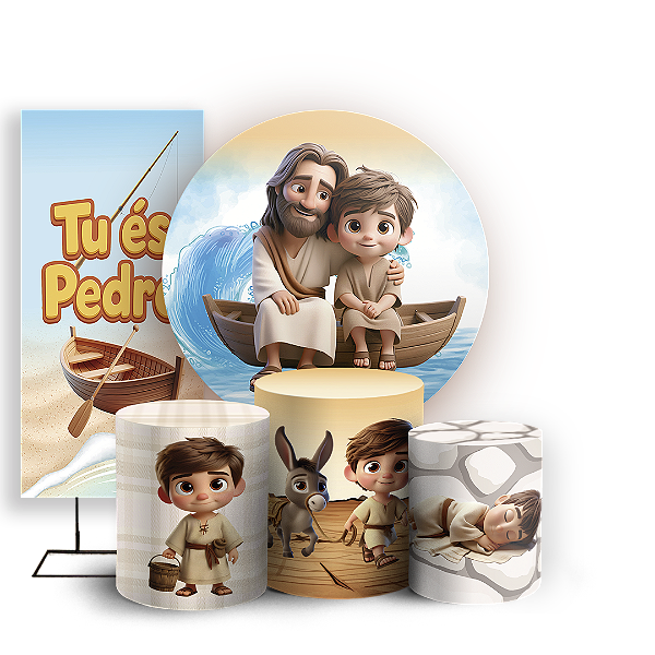 KIT Redondo Trio e Faixa - Tu Es Pedro - Sublimado 3D