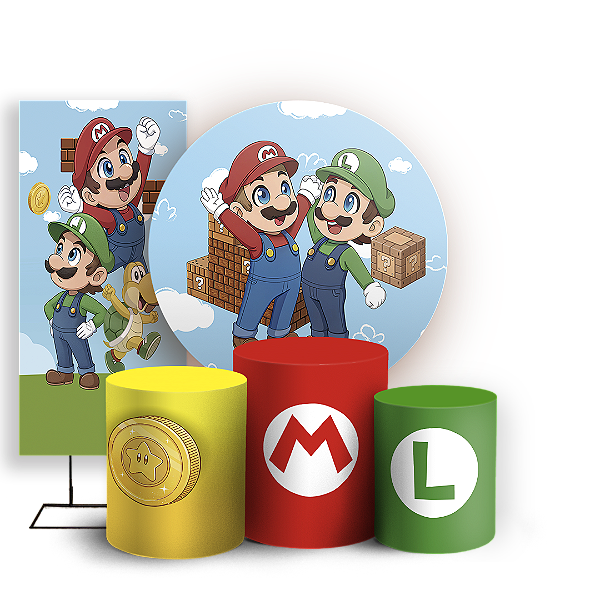 KIT Redondo Trio e Faixa - Super Mario - Sublimado 3D