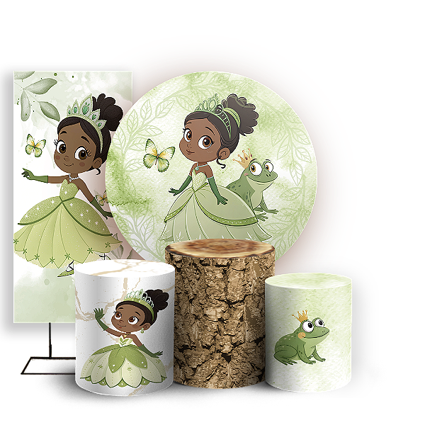 KIT Redondo Trio e Faixa - Princesa Tiana - Sublimado 3D